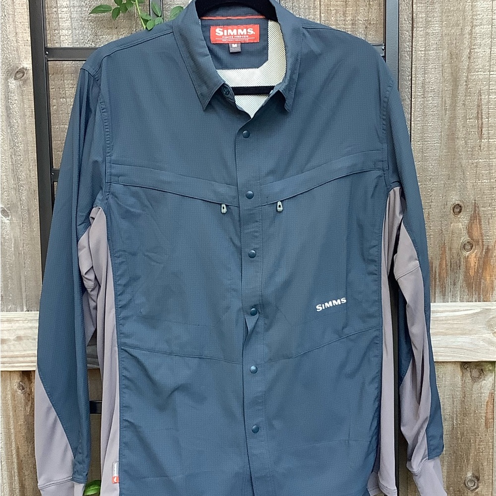 Simms Casual Blue and Gray Button Down Shirt